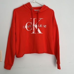 Calvin Klein Jeans crop top hoodie orange